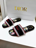 CD 26s Floral Embroidered Sandals Black Canvas 683030