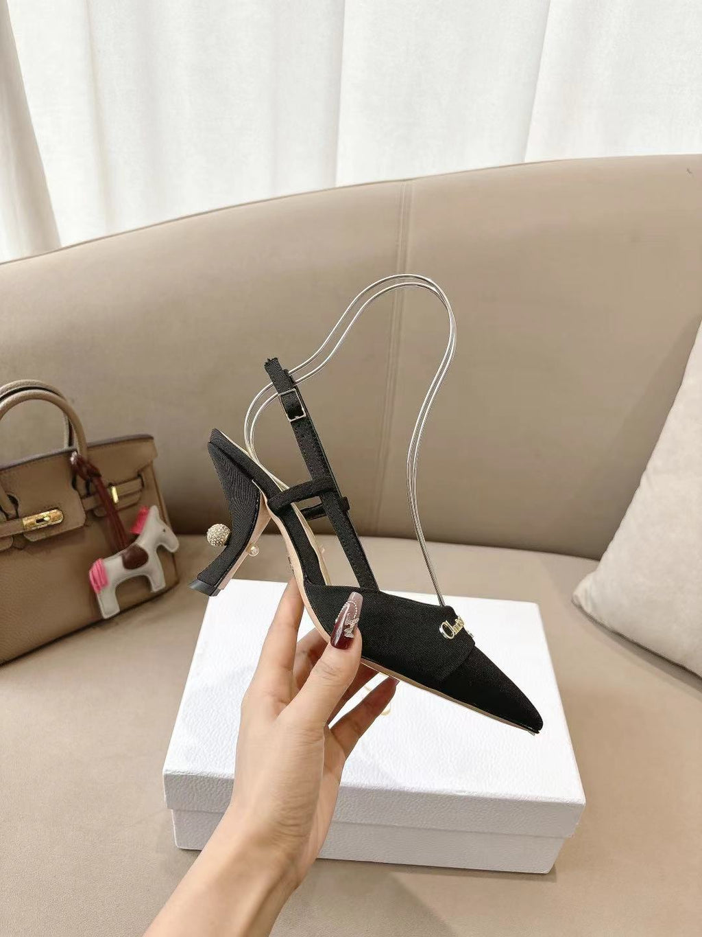 MY DD SLINGBACK PUMP 85MM IN BLACK DENIM