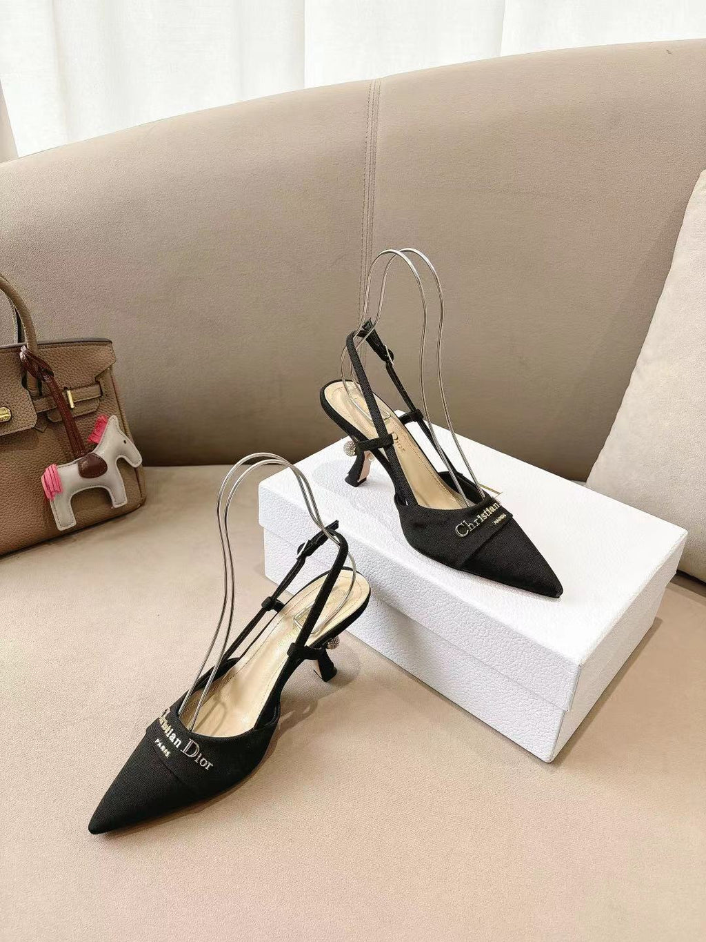 MY DD SLINGBACK PUMP 85MM IN BLACK DENIM