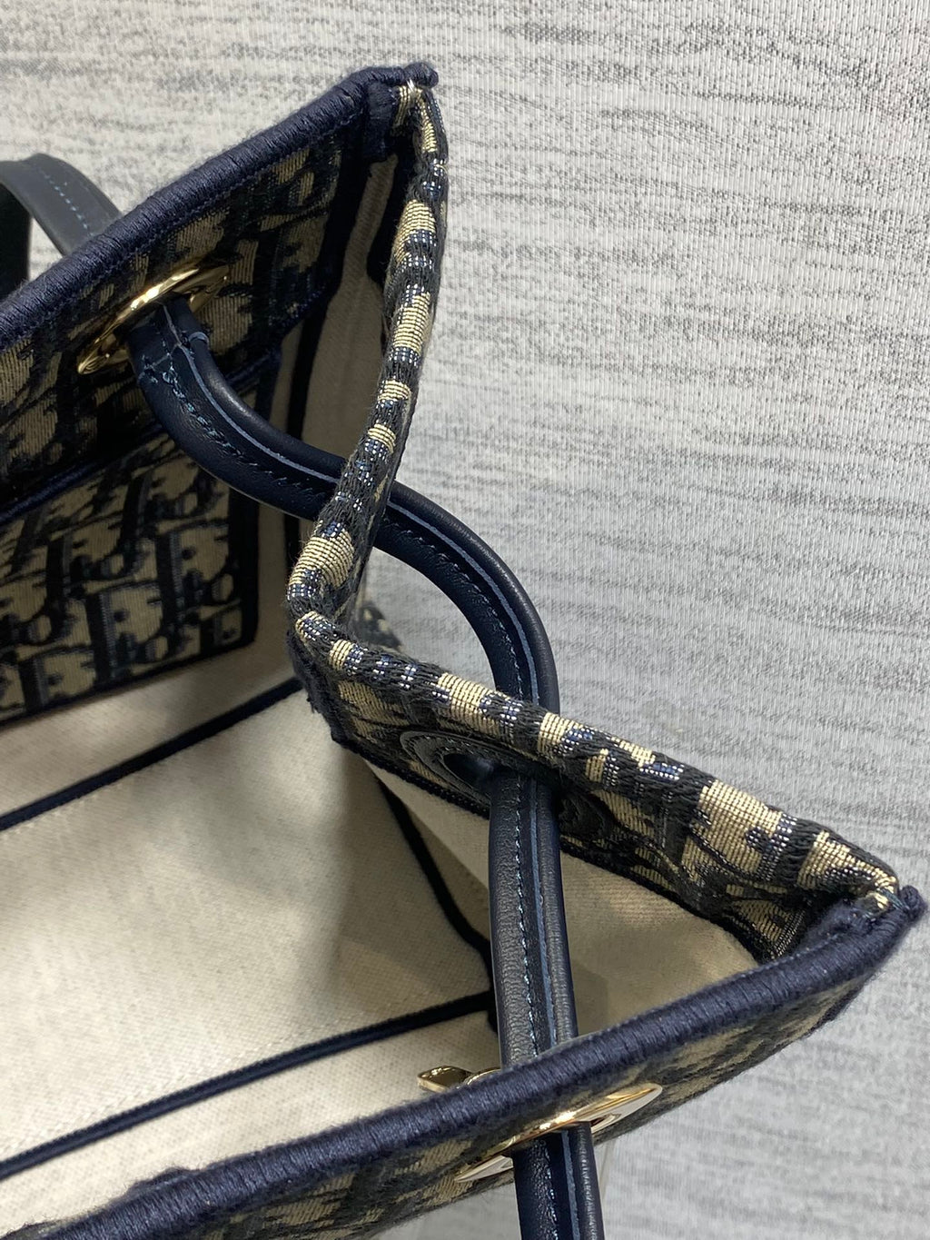 Dior 2026 Small Shopping Bag Blue Beige Canvas Leather 284287