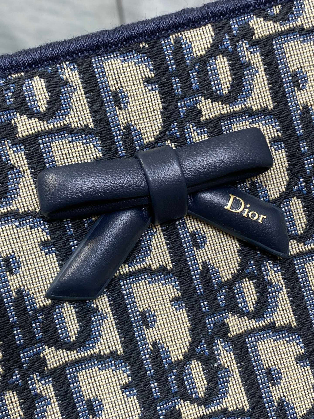 Dior 2026 Medium Shopping Bag 37cm Blue Beige Canvas Leather 284285