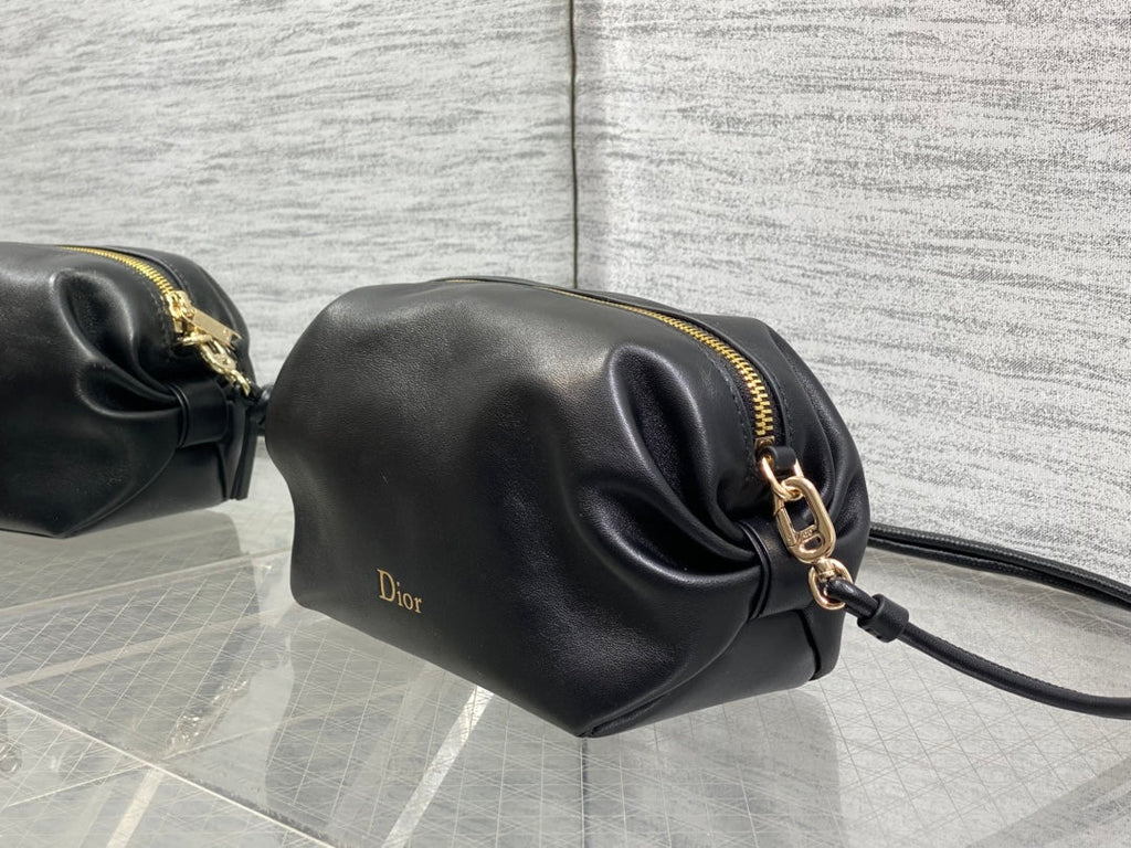 Dior 2026 Bow Pouch 20cm Black Lambskin 284145