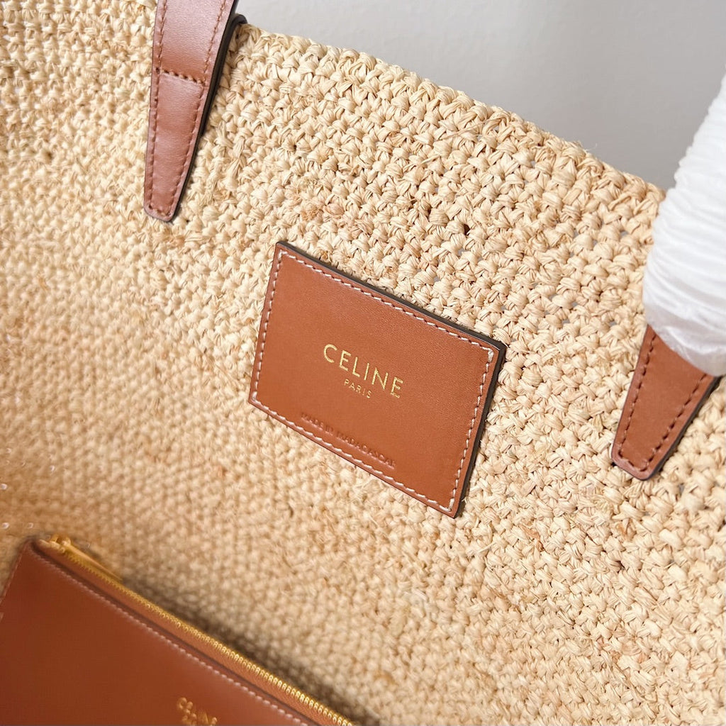 MEDIUM SUPPLE 30 CLASSIC PANIER BEIGE RAFFIA TAN CALFSKIN