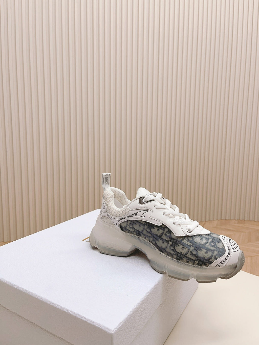 CD 26s Chrono Sneakers White Brown Canvas Rubber Mesh 643749