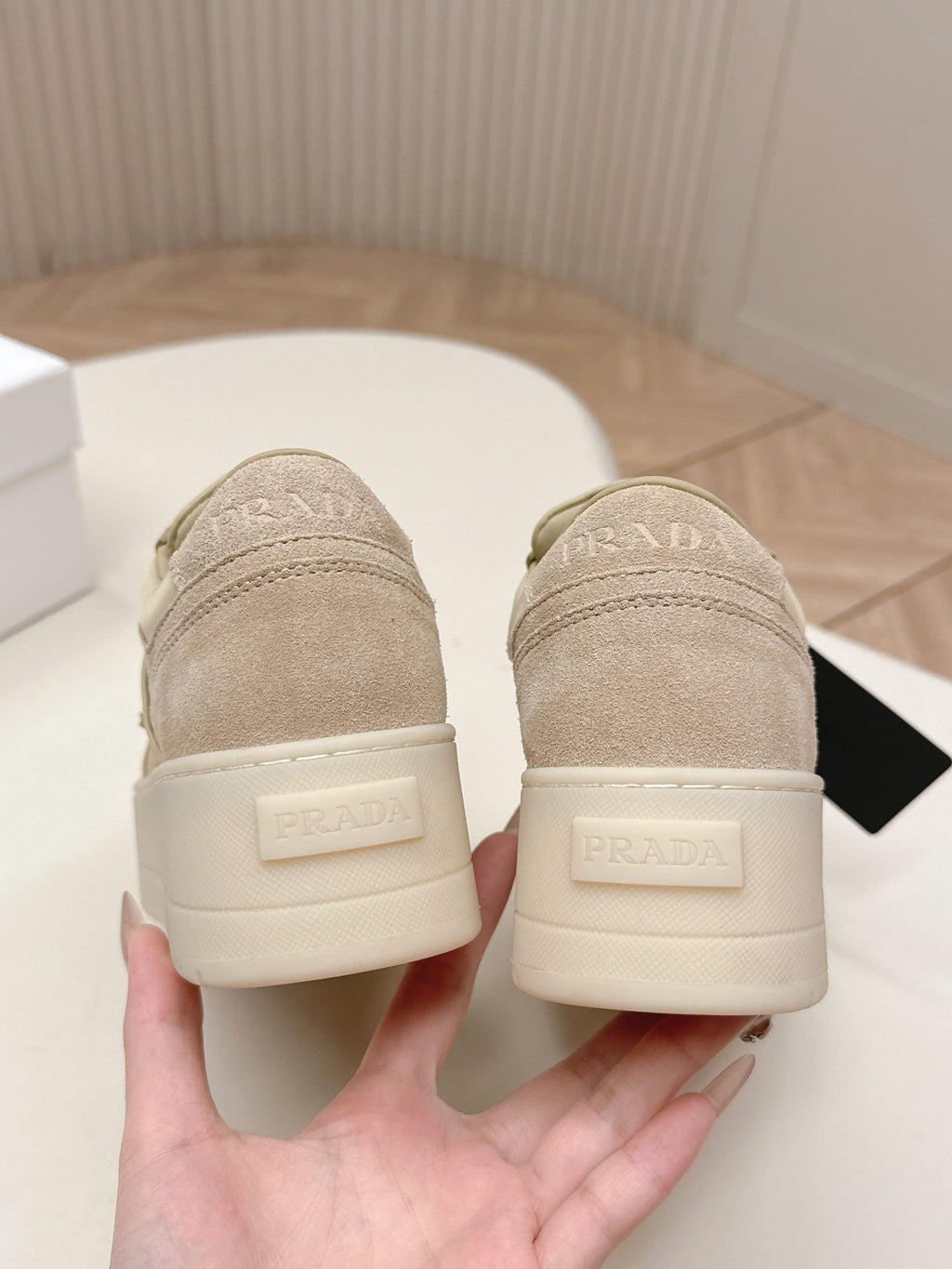 PRA 2026S Platform Sneakers 50 Beige Suede Cowhide 663493
