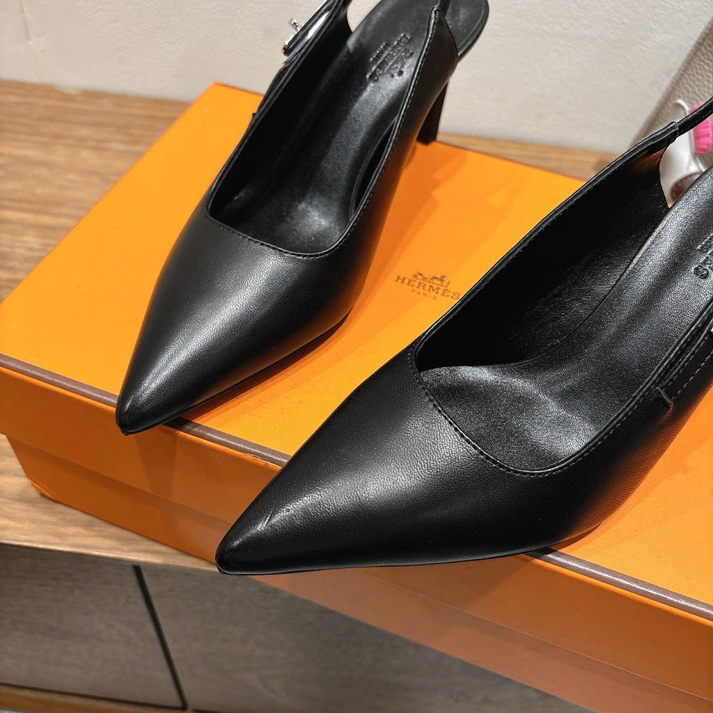 Hermes 2026 Lover 80 Slingback Pump Black Nappa Leather 526197