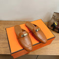 HM 26ss Mule Camel Brown Calfskin Gold Buckle 638472
