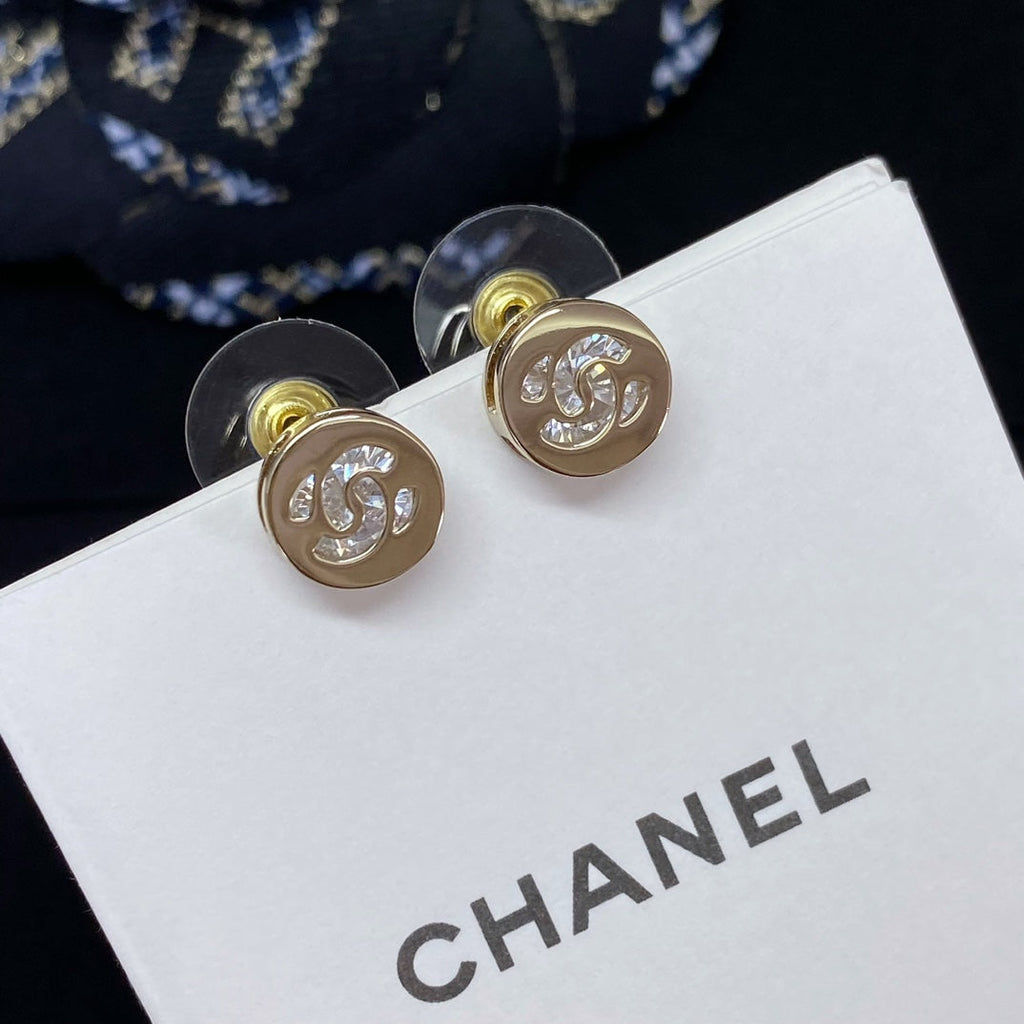 CC Little Gold Diamond Rhinestone Earrings