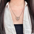 CC Vintage Heart Double C Diamond Gold Necklaces
