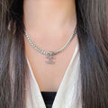 CC Plated Curb Chain Sliver Diamond Necklace