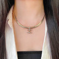 CC Plated Curb Chain Gold Diamond Necklace