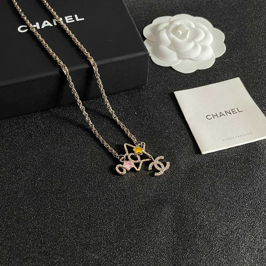 CC Vintage  Double C Star Gold Diamond Necklaces