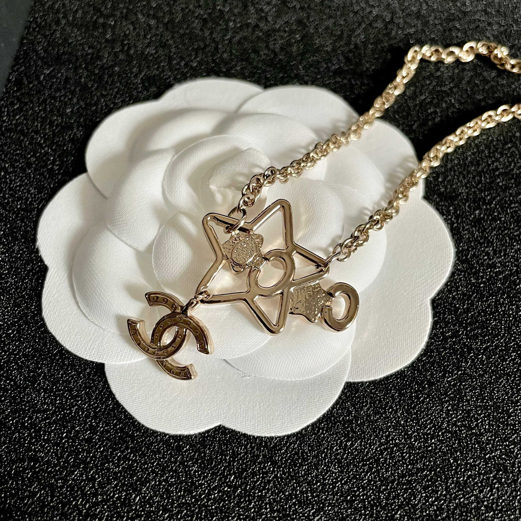 CC Vintage  Double C Star Gold Diamond Necklaces