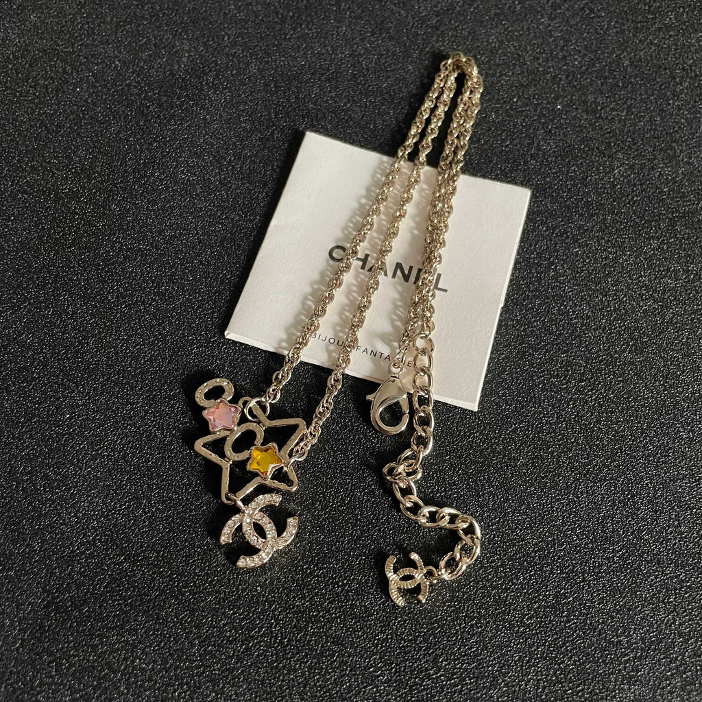 CC Vintage  Double C Star Gold Diamond Necklaces