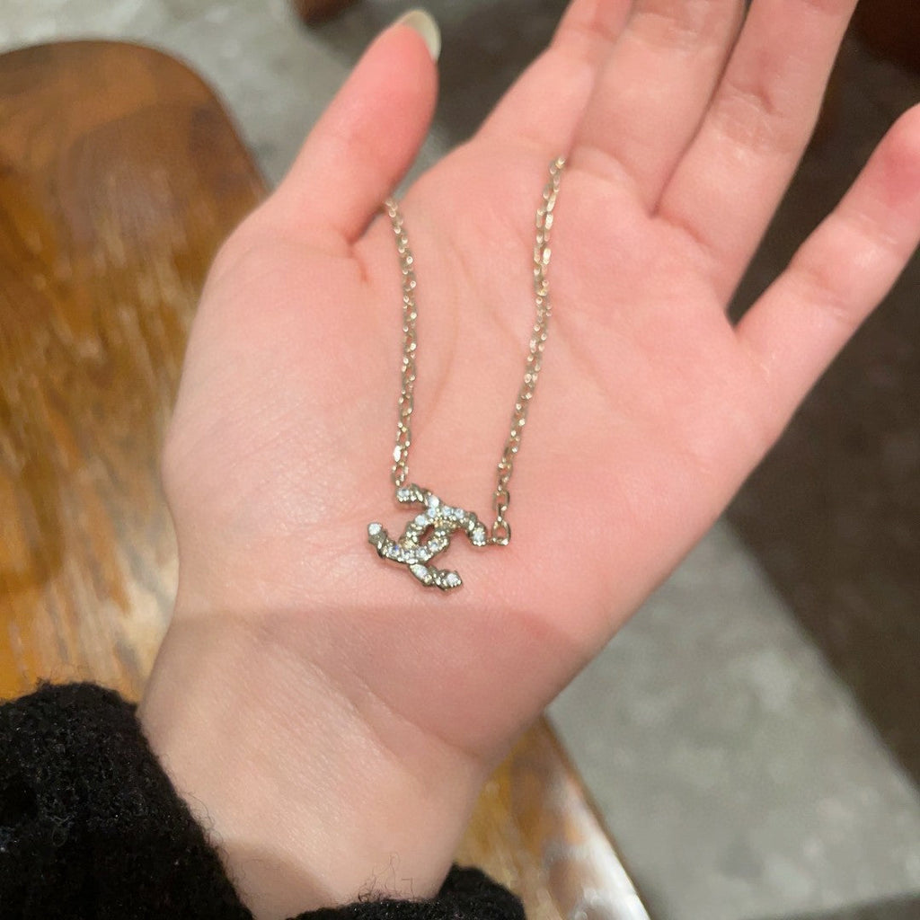 CC Vintage  Double C Gold Diamond Necklaces