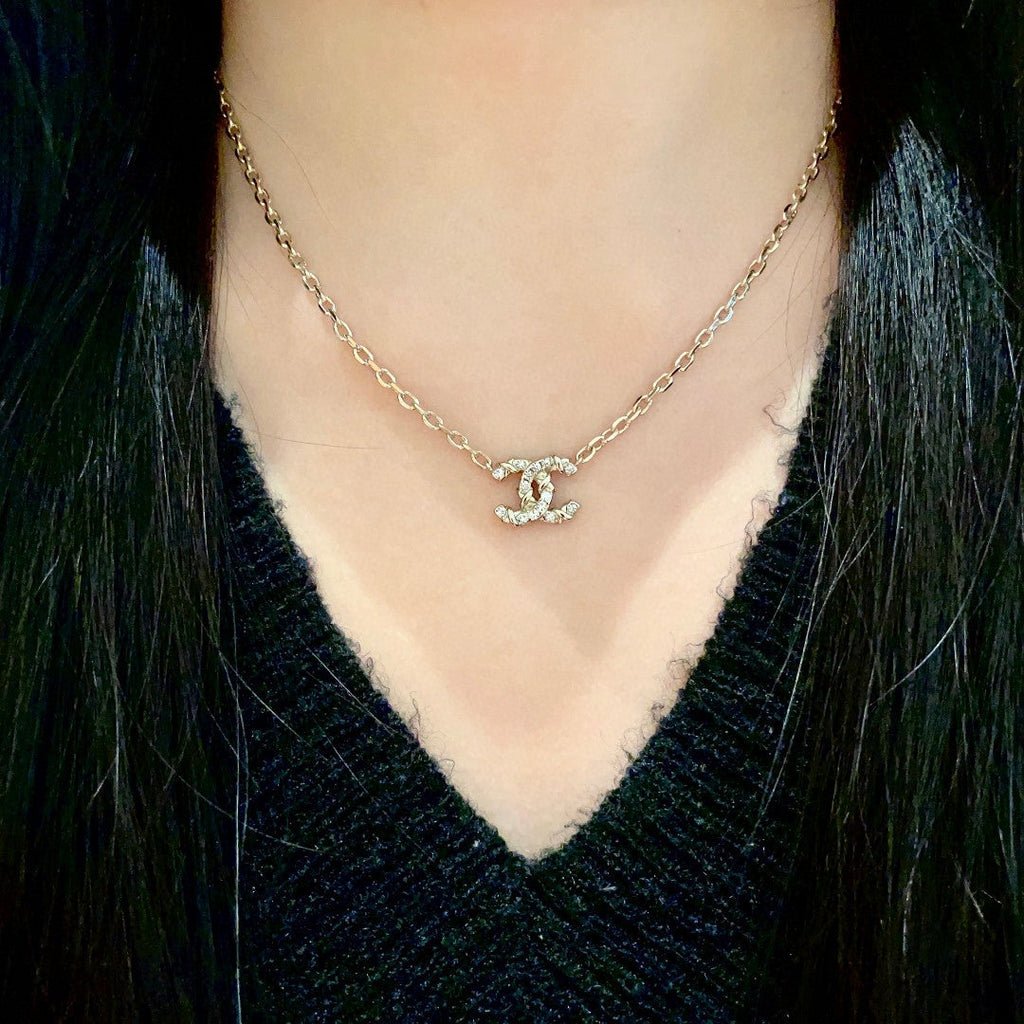 CC Vintage  Double C Gold Diamond Necklaces