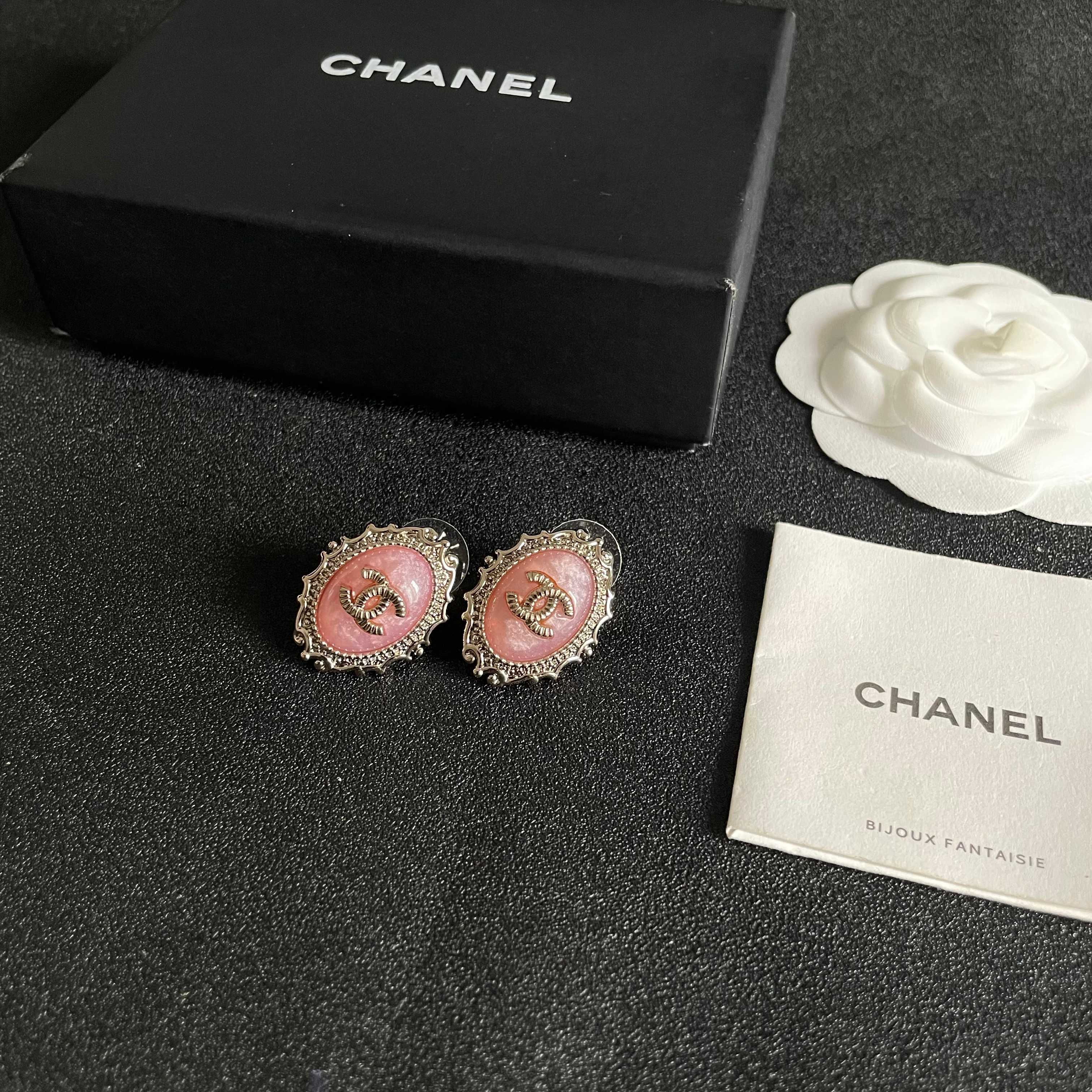 CC Double C Pink Pearl Gold Earrings