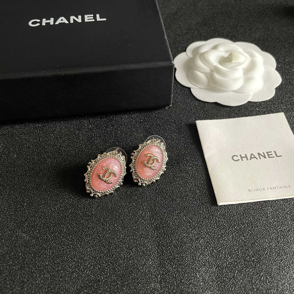 CC Double C Pink Pearl Gold Earrings