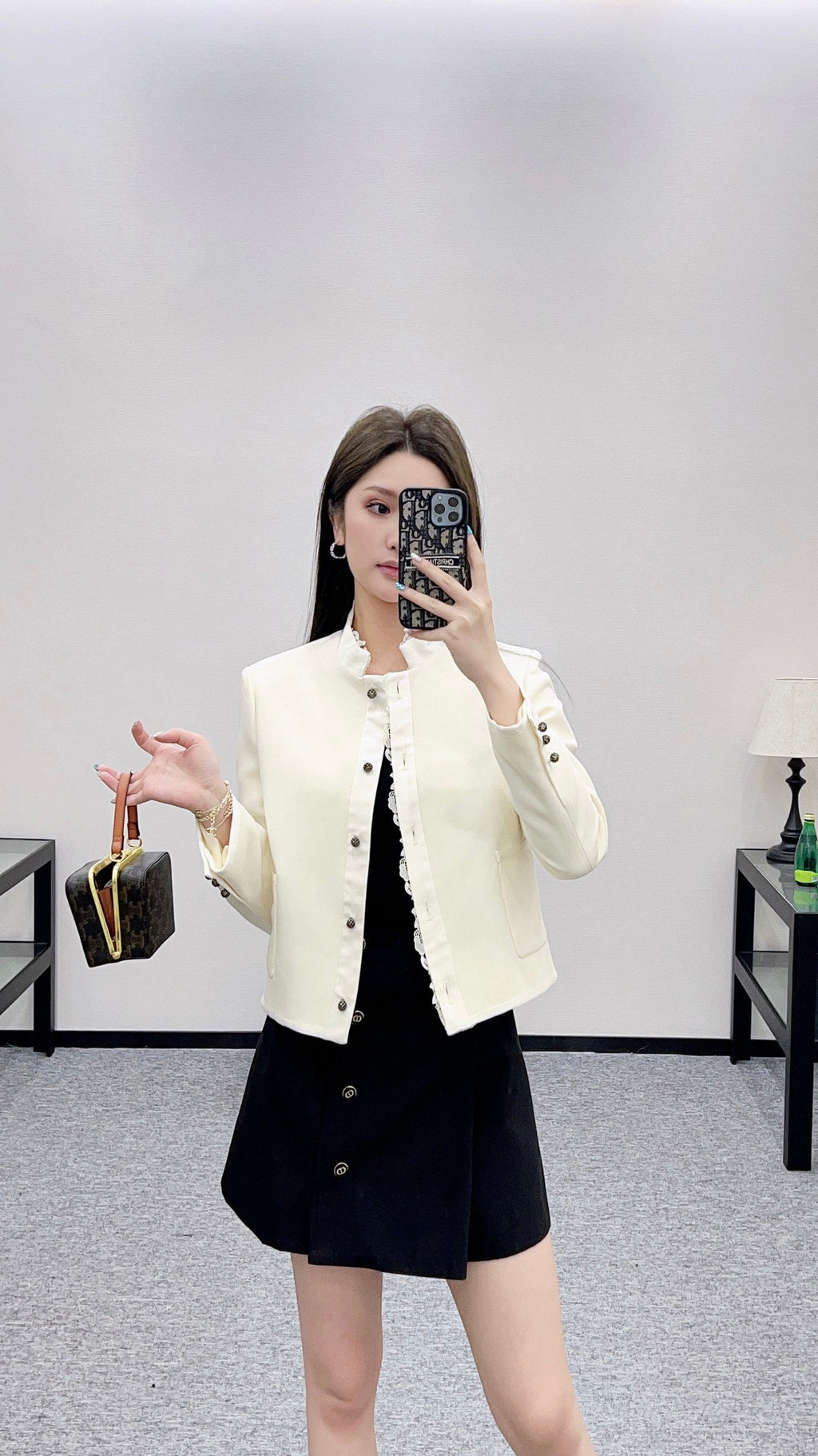 CD 25 Floral Embroidered Lapel Blazer Wool And Silk