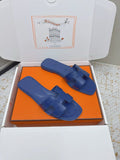 HM 26ss Oran Sandals Blue Encre Ostrich Leather 625091