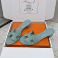 HM 26ss Oran Sandals 50 Vert Amande Ostrich Leather 625130