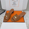 HM 26ss Oasis Sandals 50 Brown Sheepskin Gold Buckle 625162