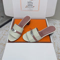 HM 26ss Oasis Sandals 50 Cream Dusty Pink Sheepskin Sliver Buckle 625175