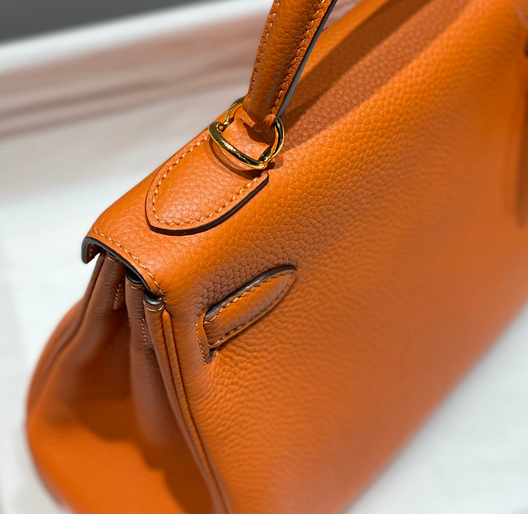 HM KELLY 28CM ORANGE TOGO GOLD HARDWARE