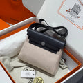 HM Mini Herbag Silver Buckle 20 Cream Canvas and Hunter Cowhide 243280