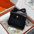 HM Mini Herbag Gold Buckle 20 Black Canvas and Hunter Cowhide 243310