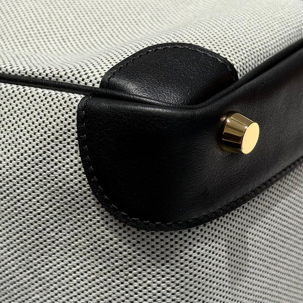HM Birkin 30 Black Swift Leather Grey Canvas Gold Hardware