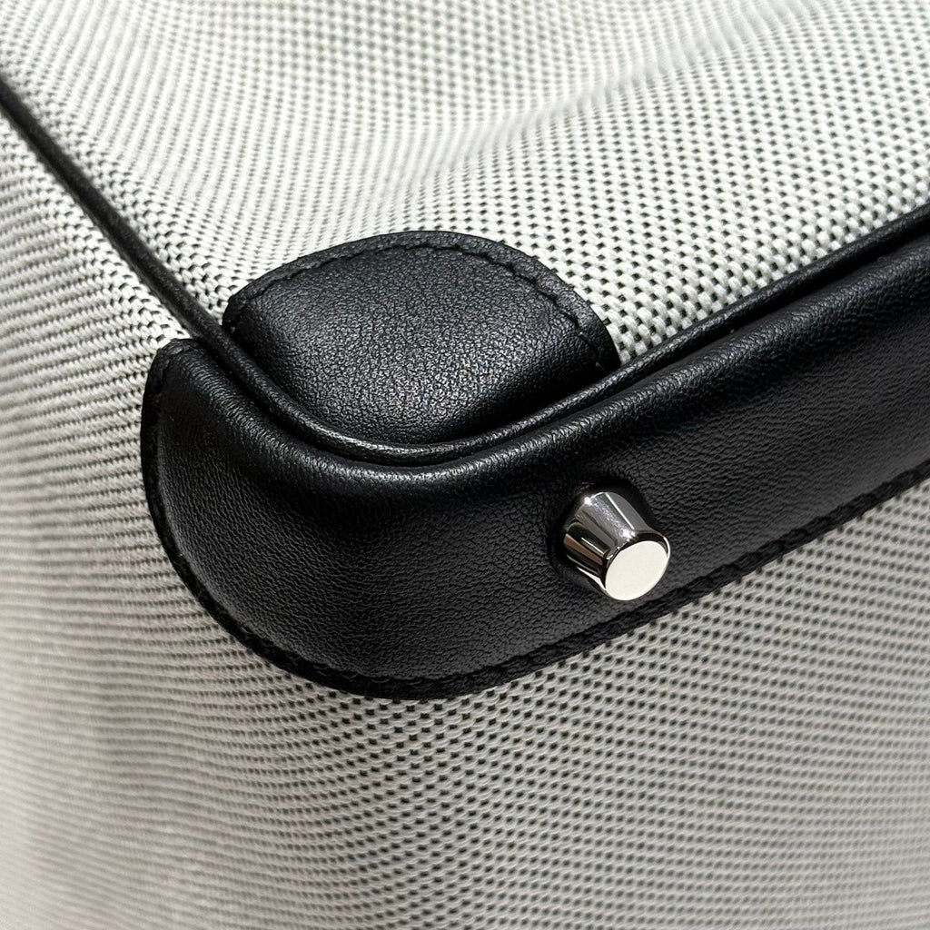 HM Birkin 25cm Black Swift Grey Canvas Silver Hardware