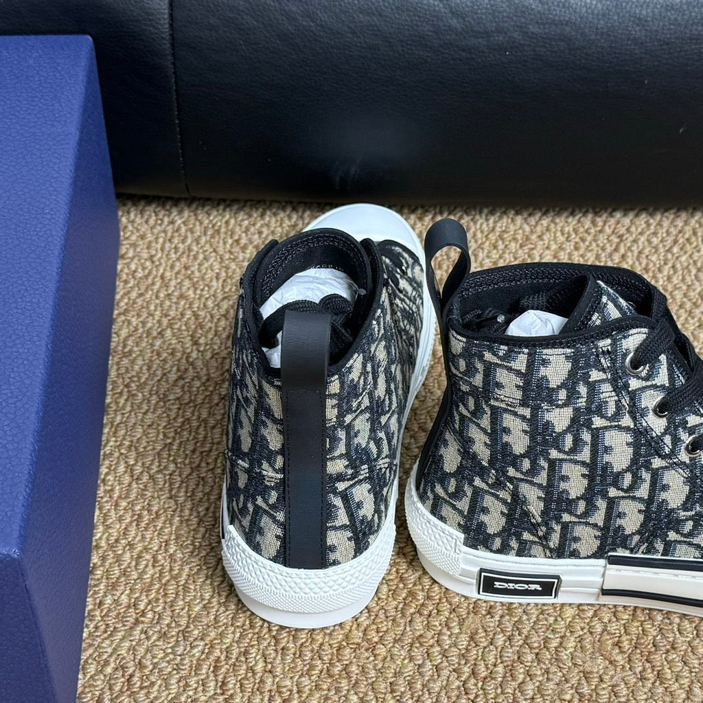 CD B23 High-Top Sneaker White Black Oblique Jacquard Fabric