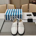 PRADA 26S LOAFERS 20MM IN CREAM WHITE CALFSKIN