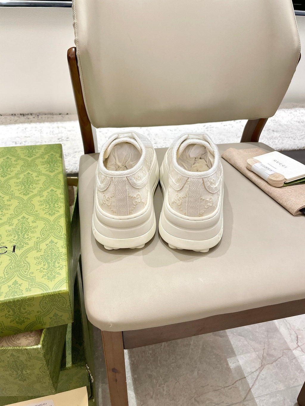 GG 26 Platform Sneaker White Cream Canvas 632837
