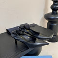 PRA 26S Pointed Toe Low Heels 60 Black Sheepskin 627413