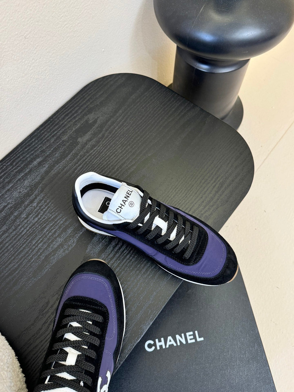 CC 26s Platform Sneakers Black Blue Sheepskin 627226
