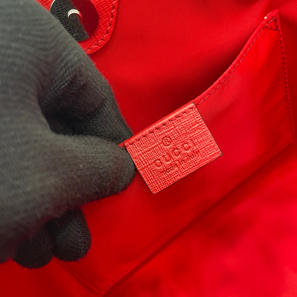 GG Tote Bag 21cm Beige Red Leather Canvas 339642