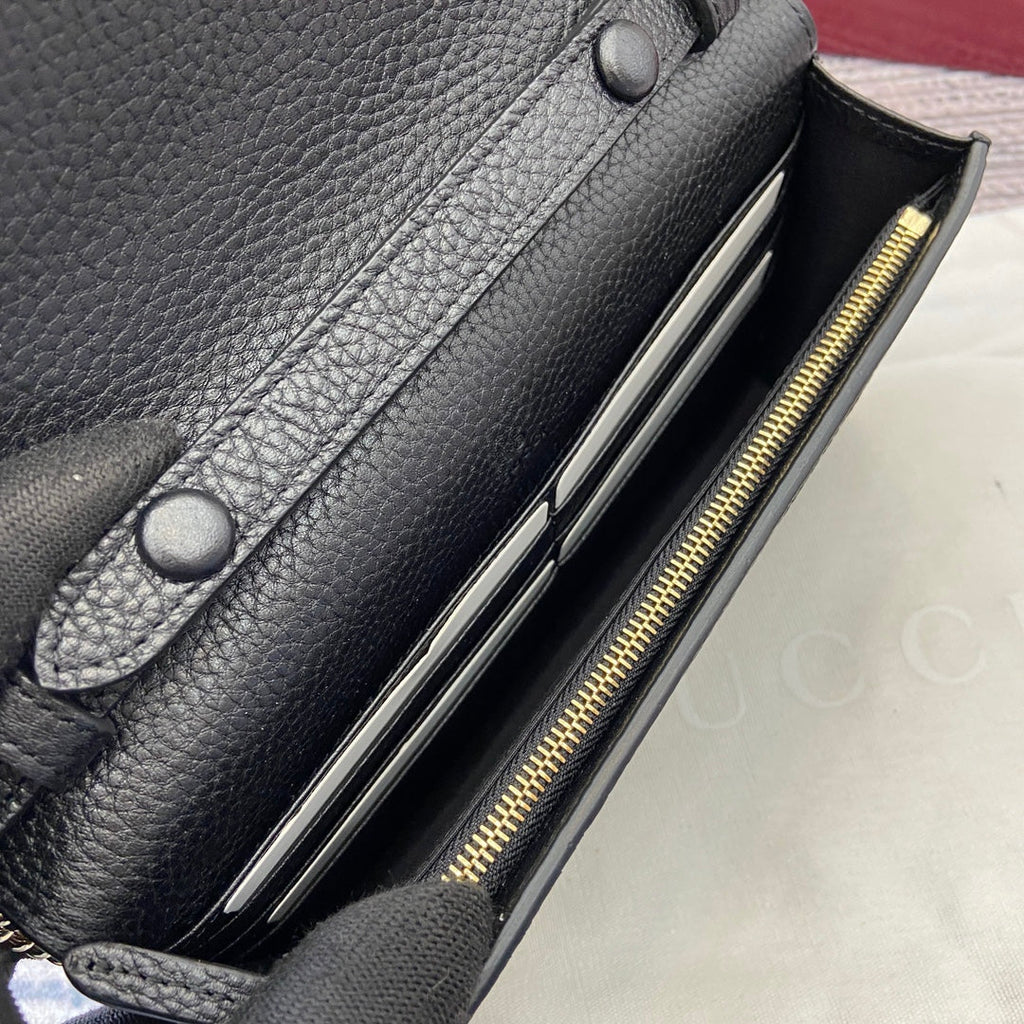 GG Dionysus Chain bag 20cm Black Grained Leather 339611