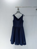 Prada 25 Suspender Dress Navy Blue Cotton