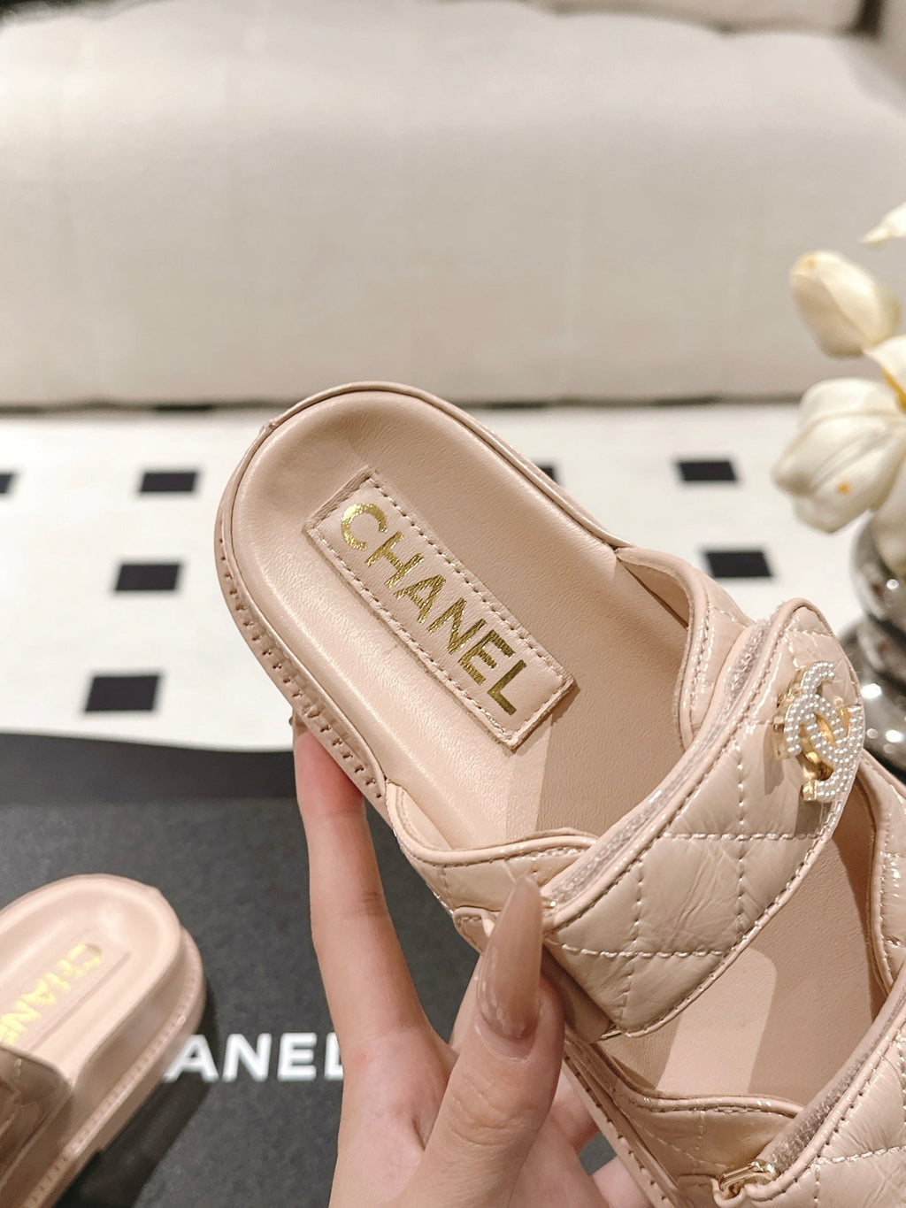 CC 25 Dad Sandal Mule Putty Pink Patent Leather 237579