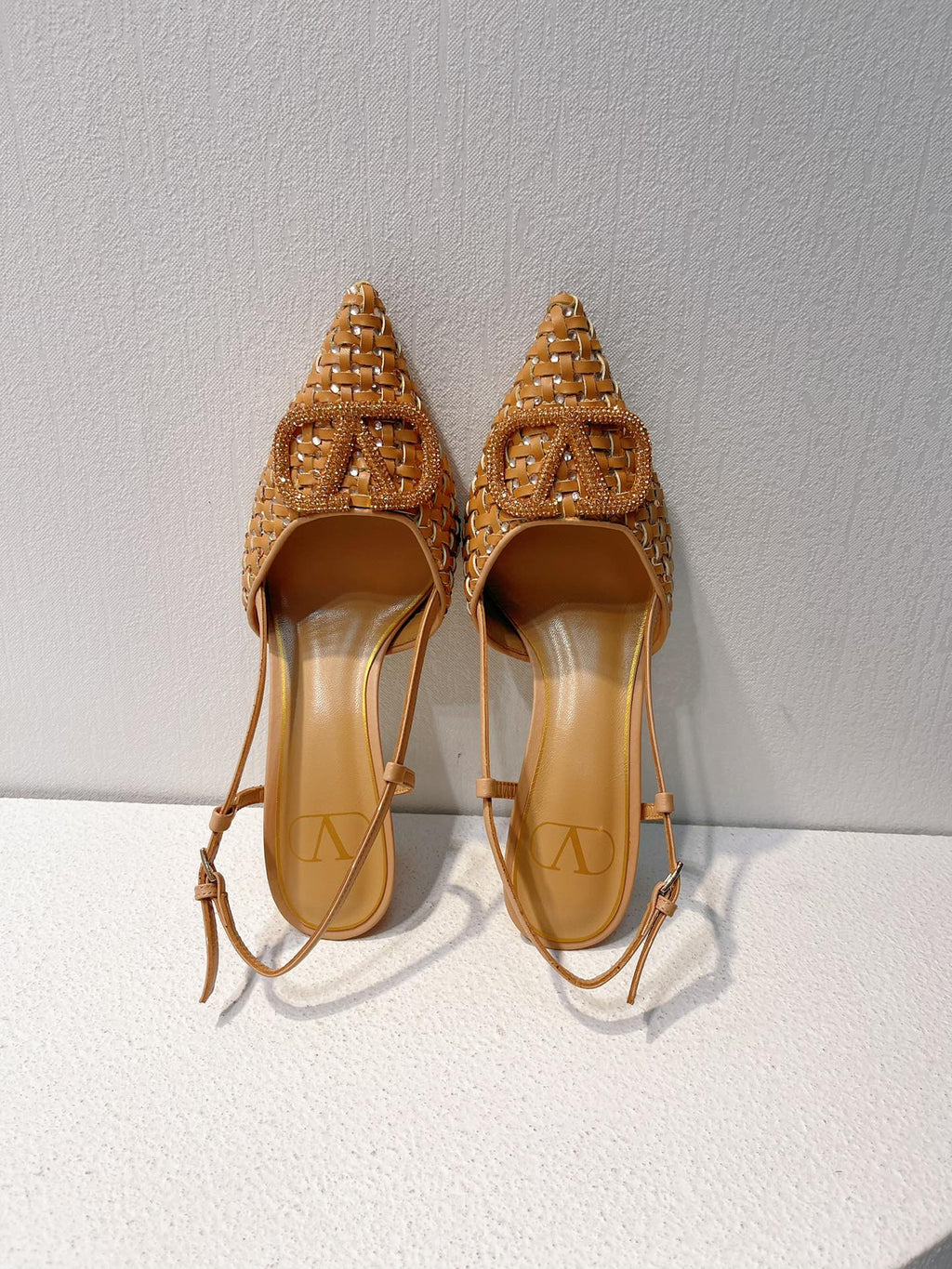 VT High Heeled Slingbacks Peru Brown  Sheepskin 292801