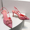 VT High Heeled Slingbacks Pink Sheepskin 292802