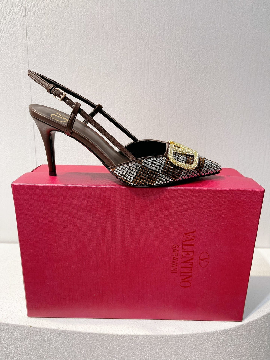 VT High Heeled Slingbacks  Brown Chocolate Sheepskin 292826