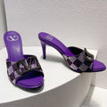 VT High Heeled Sandals Purple Sheepskin 292841