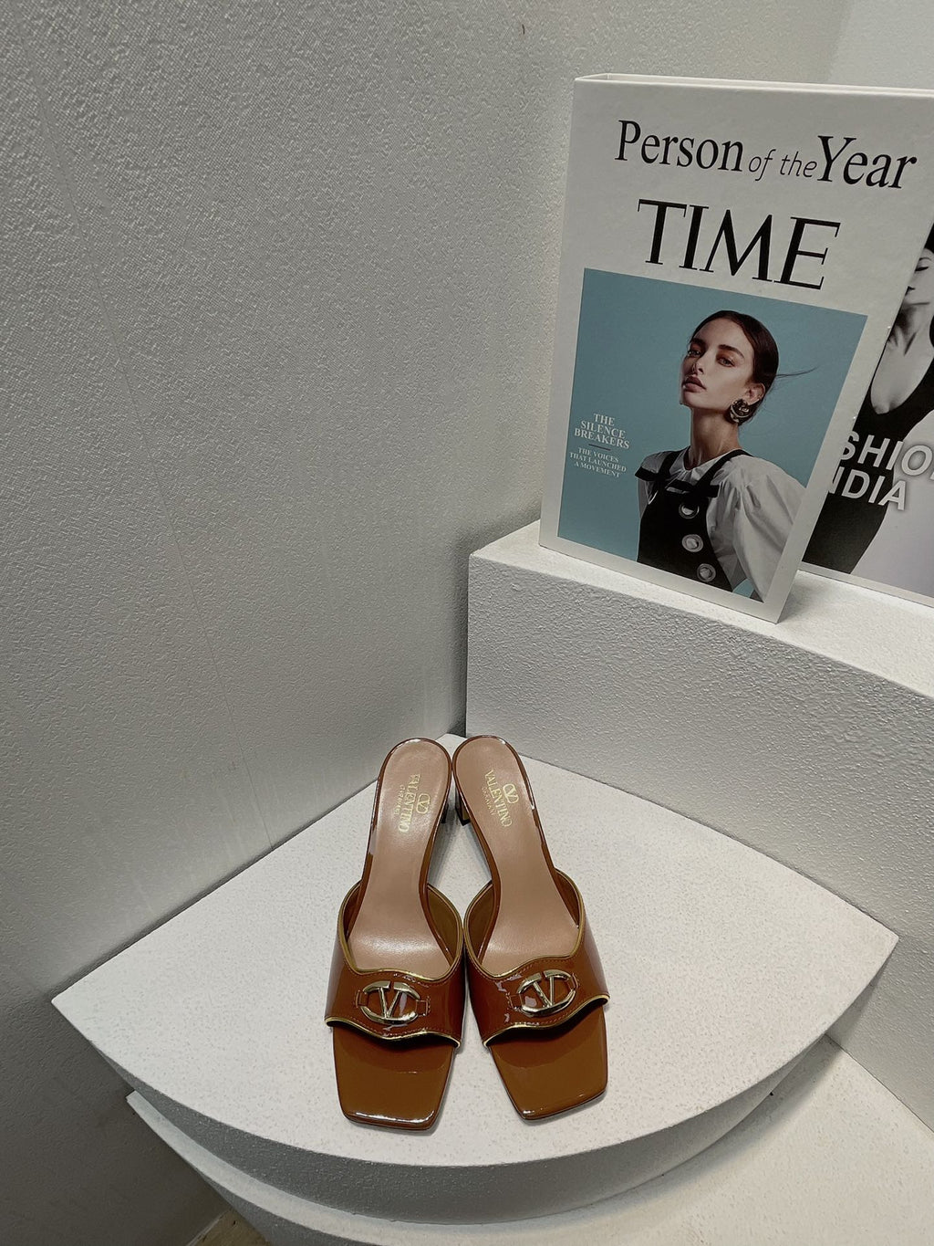 VT Mid Heel Mule Sandal Brown Sheepskin 292762