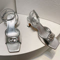 VT Sandals Heels 50mm Silver Cowhide 292775