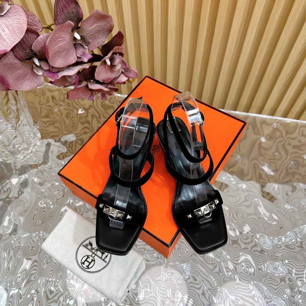 hm iveresse sandal 65 black suede calfskin