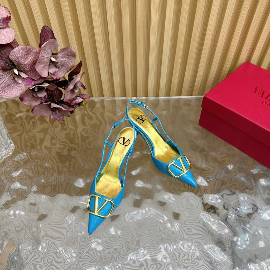 VT 25 Slingback Cerulean Blue Snakeskin Leather 325192