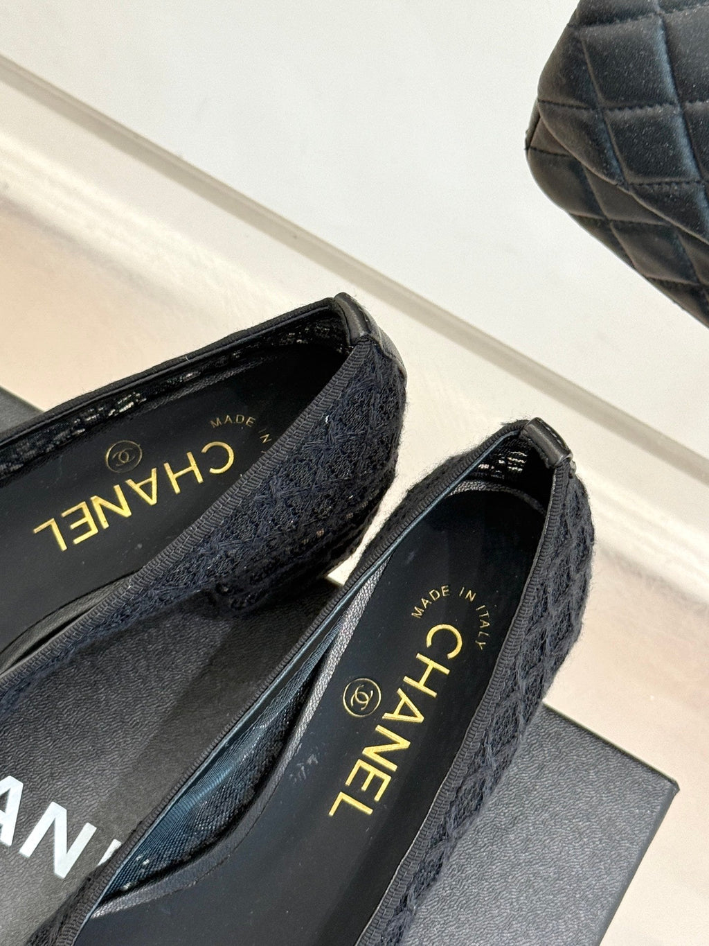 Chanel 25 Ballet Flat  50mm Black Woven Lambskin 473051
